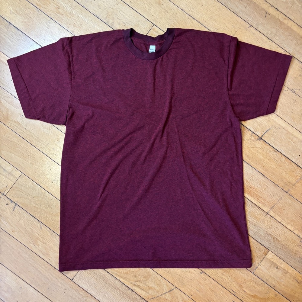 Los Angeles Apparel FF01 Mens T-Shirt Size L Maroon Burgundy 50/50 USA Made